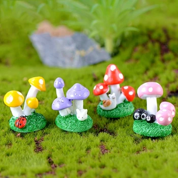 4pcs Majhne Pravljice Mushroom Vrt Smolo Obrti DIY Lutke Lončki Kip Dekoracijo Mikro Krajine Ornament Otrok Igrača